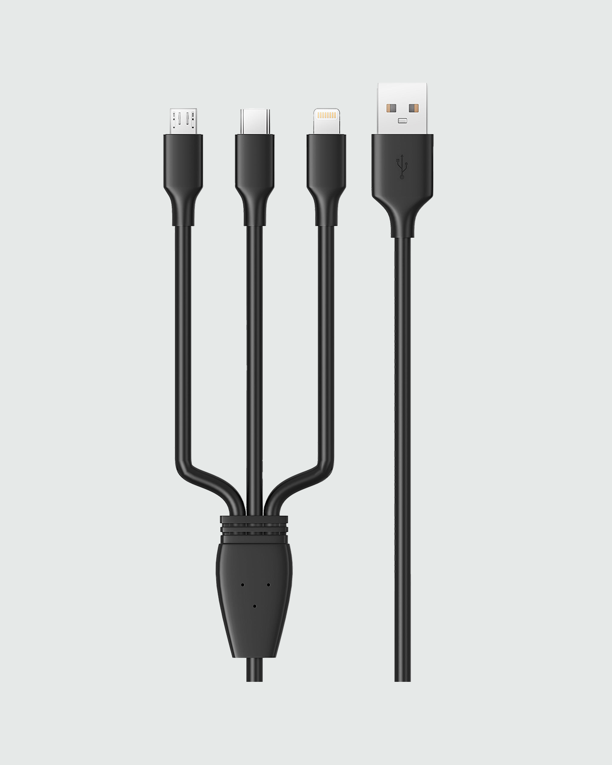 Câble 3 en 1 - Type C, Micro USB & Lightning vers USB, Noir